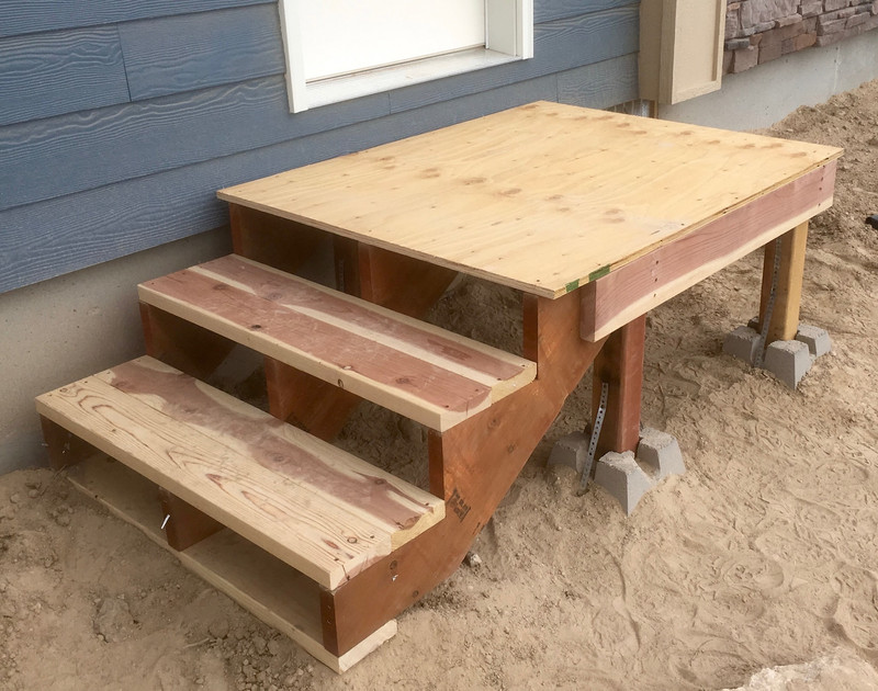 Building Temporary Stairs with redwood