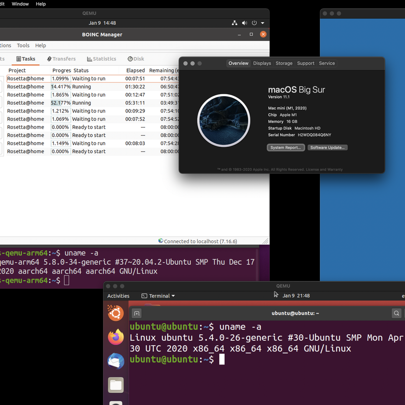 The Apple M1, ARM/x86 Linux Virtualization, and BOINC