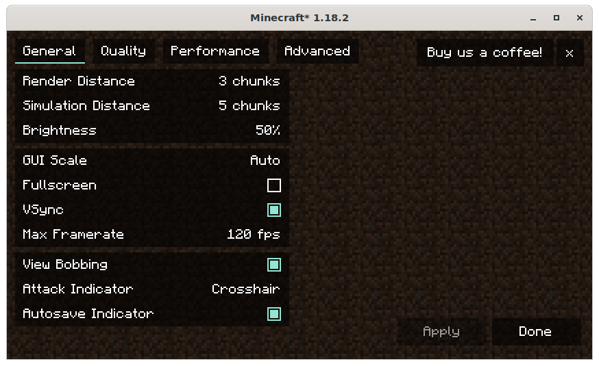 Minecraft 1.18.2 Java Edition Client on RPi 4 Model B