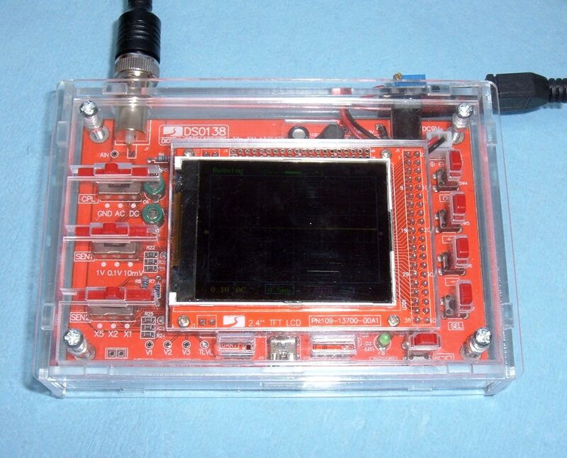 DSO138 Scope, Acrylic Housing Assembly, and USB Power